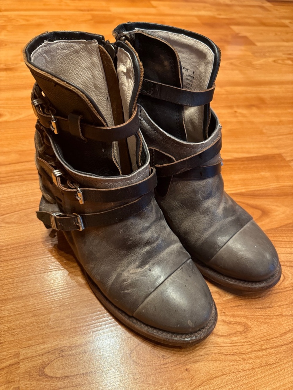 Freebird by Steven Grey Leather Buckle Ankle Booties